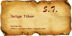 Solya Tibor névjegykártya